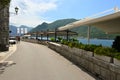 Seaside promenade in Perast, tourist resort town in the bay of Kotor. Montenegro Royalty Free Stock Photo