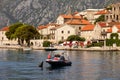 Perast, Montenegro town panorama and boats