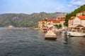 Perast, Montenegro town panorama and boats