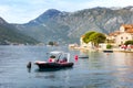 Perast, Montenegro town panorama and boats