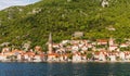 Perast Old Town in the Bay of Kotor, beautiful summer view from the sea, Montenegro Royalty Free Stock Photo