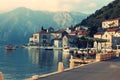 Perast town. Montenegro. City, water.