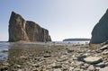 Perce Rock Island with low tide land bridge Royalty Free Stock Photo