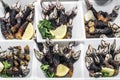 Percebes goose barnacles rare unusual seafood on display in Port