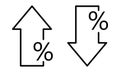 Percent arrow down and up in line style