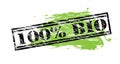 100 percent bio black and green stamp on white background