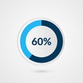 60 percent blue grey and white pie chart. Percentage vector infographics. Circle diagram business illustration Royalty Free Stock Photo