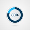 80 percent blue grey and white pie chart. Percentage vector infographics. Circle diagram business illustration