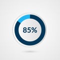 85 percent blue pie chart. Percentage vector infographics. Circle diagram business illustration Royalty Free Stock Photo