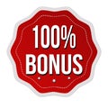 100 percent bonus label or sticker