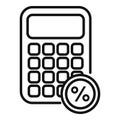 Percent calculator icon outline vector. Record keeping document