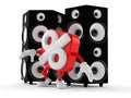 Percent character with big speakers Royalty Free Stock Photo