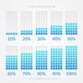 10 20 30 40 50 60 70 80 90 percent chart symbols. Percentage vector infographic icons for business, download, design