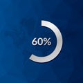 60 percent circle chart. Infographic vector icon with blue low poly pattern. Element for business, finance, web design, progress,