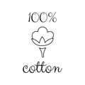 100 percent cotton black icon design. Natural fiber sign flower.