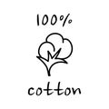 100 percent cotton black icon design. Natural fiber sign flower.