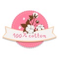 100 percent cotton logo isolated on white background. Vector graphics