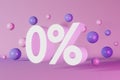 0 percent credit card mortgage banner 3d rendering background neon light levitating sphere Crediting financial market