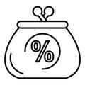 Percent credit wallet icon, outline style