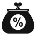 Percent credit wallet icon, simple style