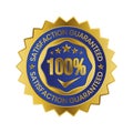 100 Percent Customer Satisfaction Guaranteed Badge, Label, Emblem, Rubber Stamp, 3D Realistic Glossy And Shiny Satisfaction Client