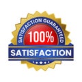 100 Percent Customer Satisfaction Guaranteed Badge, Label, Emblem, Rubber Stamp, 3D Realistic Glossy And Shiny Satisfaction Client