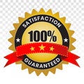 100 percent customer satisfaction seal with transparent background