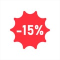 15 percent discount figures on white isolate. Vector