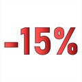 15 percent discount figures on white isolate. Vector