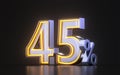 45 percent discount offer icon with metal neon glowing light