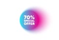 70 percent discount offer. Sale price promo sign. Color neon gradient circle banner. Vector Royalty Free Stock Photo