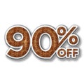 90 Percent Discount Offers Tag with Burger Style Design Royalty Free Stock Photo