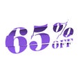 65 Percent Discount Offers Tag with Cutting Style Design Royalty Free Stock Photo