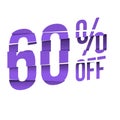 60 Percent Discount Offers Tag with Cutting Style Design Royalty Free Stock Photo
