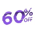 60 Percent Discount Offers Tag with Cutting Style Design Royalty Free Stock Photo