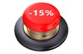 15 percent discount Red button Royalty Free Stock Photo