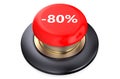 80 percent discount Red button Royalty Free Stock Photo