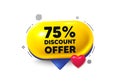 75 percent discount. Sale offer price sign. Offer speech bubble 3d icon. Vector