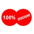 100 percent discount stickers red circle and white letters icon 3d brand and productions Royalty Free Stock Photo