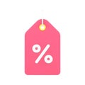 Percent discount tag 3d icon. Pink coupon with marketing sale tag