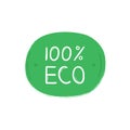 100 percent eco, hand drawn doodle elements. Eco friendly concept for stickers, banners, cards, advertisement. Vector illustration