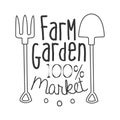 100 Percent Farm Garden Market Black And White Promo Sign Design Template With Calligraphic Text