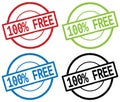 100 PERCENT FREE text, on round simple stamp sign. Royalty Free Stock Photo