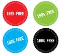 100 PERCENT FREE text, on round wavy border stamp badge. Royalty Free Stock Photo