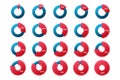 5 10 15 20 25 30 35 40 45 50 55 60 65 70 75 80 85 90 95 100 percent gradient pie chart sign. Percentage vector infographic symbol