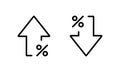 Percent growth decline arrow icon. Increase and decrease percentage sign symbol Royalty Free Stock Photo