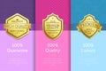 100 Percent Guarantee Quality Luxury Golden Labels Royalty Free Stock Photo