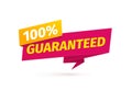 100 percent guaranteed satisfaction vector tag on white background. Assurance sticker paper style. Red warranty icon