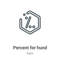 Percent for hundred symbol outline vector icon. Thin line black percent for hundred symbol icon, flat vector simple element