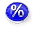 Percent icon on glossy blue round button Royalty Free Stock Photo